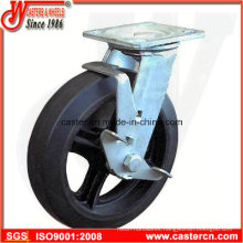 4 Inch to 8 Inch Mold-on Rubber Swivel Casters with Side Brake